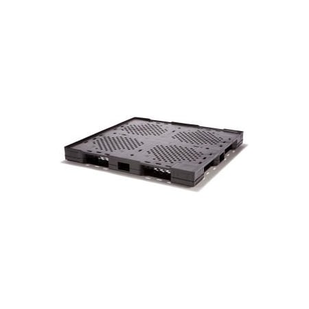 Monoflo International Stackable Automotive Lip Open Deck Pallet, Plastic, 4-Way, 48"x45", 30000 Lb Stat Cap, Black SP4845-CAP